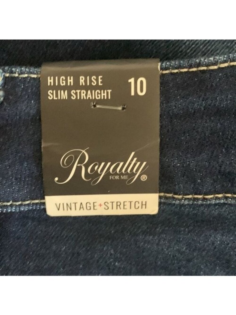Royalty For Me High Rise Slim Straight Jeans Distressed Dark Wash Size 10 Vintag - Picture 5 of 13